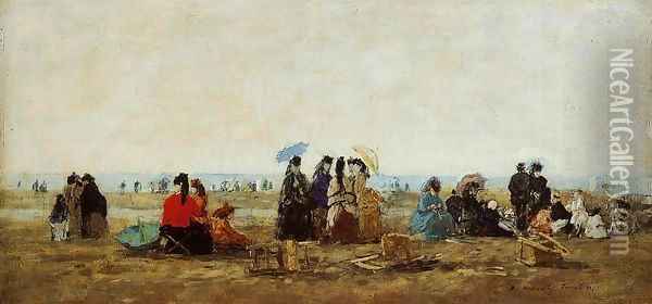 The Beach at Trouville 1871 Oil Painting - Eugene Boudin