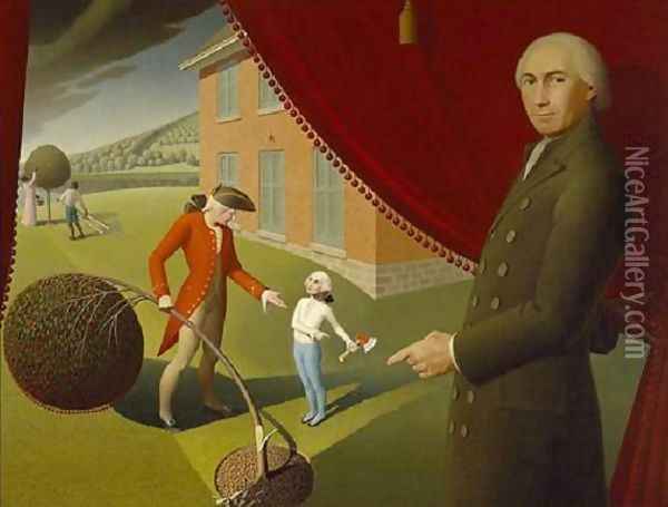 Parson Weems' Fable Oil Painting - Grant Wood