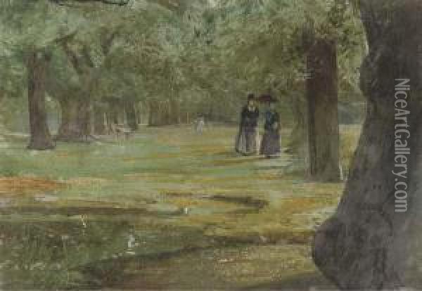 An Afternoon Stroll Through The Park Oil Painting - John William Inchbold