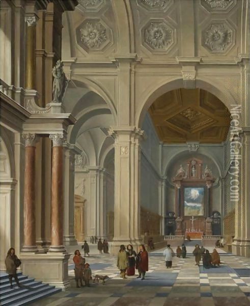 Interior Of A Vaulted Church Oil Painting - Bartholomeus Van Bassen