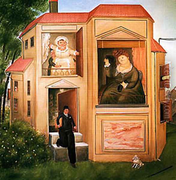 Man Going to Work Oil Painting - Fernando Botero