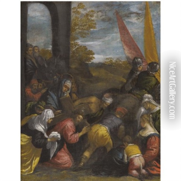 Christ Carrying The Cross Oil Painting -  Scarsellino