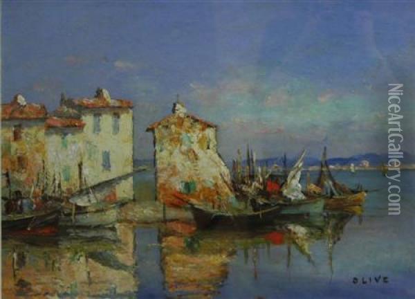 Mediterranean Harbour Oil Painting - Jean-Baptiste Olive
