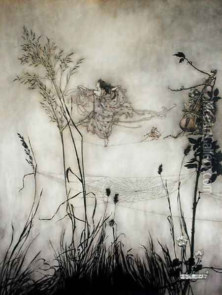 The Fairies are Exquisite Dancers, illustration in Peter Pan in Kensington Gardens by J.M Barrie 1860-1937 1906 Oil Painting - Arthur Rackham