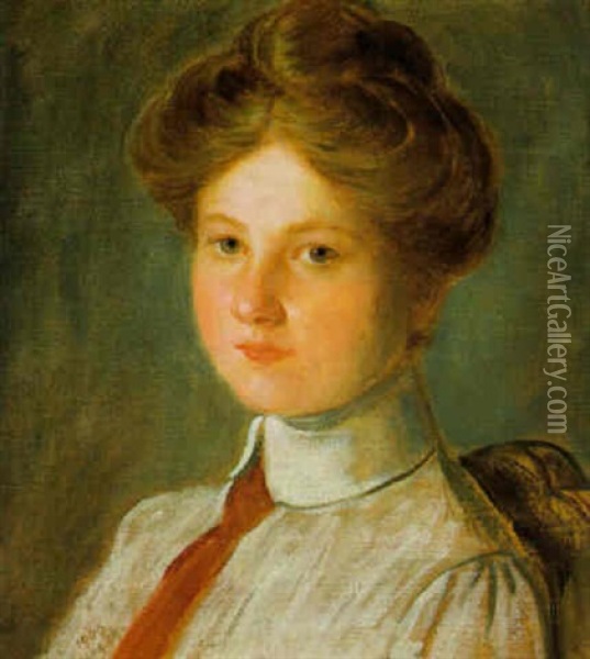 Damenportrait Oil Painting - Franz Von Defregger