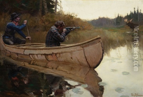Moose Hunters Oil Painting - Philip Russell Goodwin