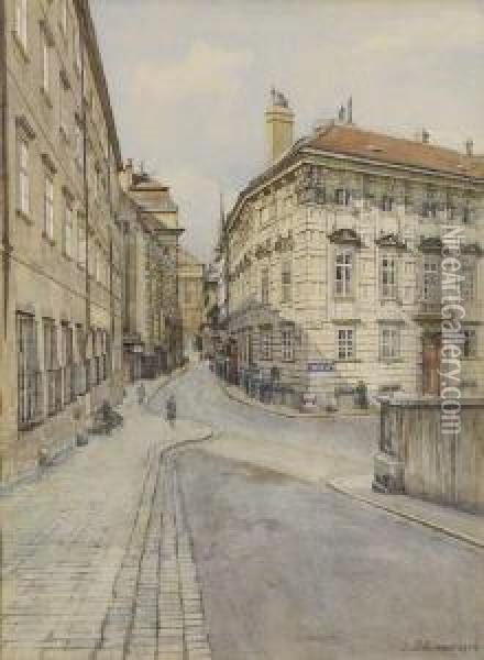 Wien - Blick In Die
 Augustinerstrase. Oil Painting - Albert Schreyer