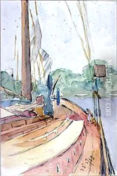 The Deck of a Dutch Yacht Oil Painting - Enoch Arnold Bennett