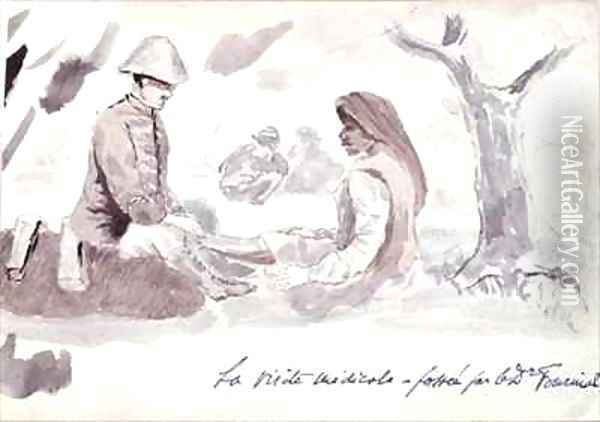 Dr Fournial treating a Native during the Foureau Lamy Expedition of 1899 Oil Painting - Henry Dr. Fournial