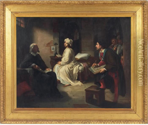 Beatrice De Cenci And Guido Oil Painting - Achille Leonardi