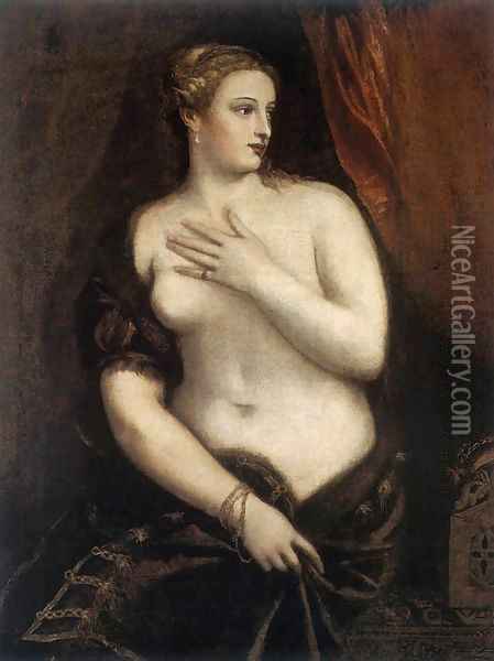 Venus with a Mirror 2 Oil Painting - Tiziano Vecellio (Titian)