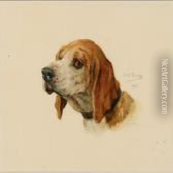 A Dog. Oil Painting - Otto Bache