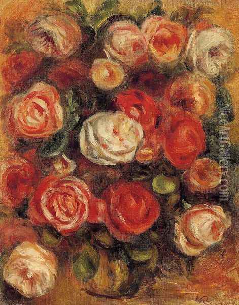 Vase Of Roses2 Oil Painting - Pierre Auguste Renoir