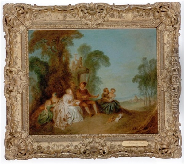 Paysage Avec Ruines Classiques Et                           Bergers Gardant Un Troupeau Oil Painting - Jean-Baptiste Pater