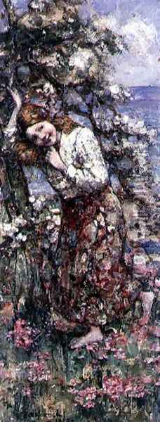 The Blossom Tree Oil Painting - Edward Atkinson Hornel