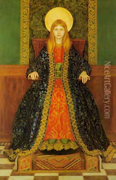 The Child Enthroned Oil Painting - Thomas Cooper Gotch