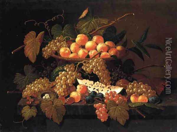 Still Life with Fruit and Nest Oil Painting - Severin Roesen