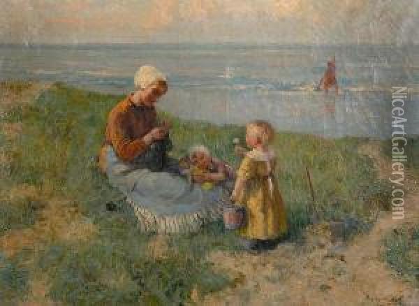 Family Outing At The Shore Oil Painting - Carl Eugene Mulertt