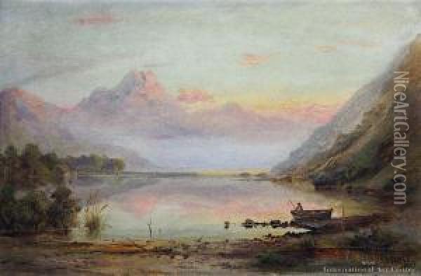 Diamond Lake, Evening Oil Painting - James Peele