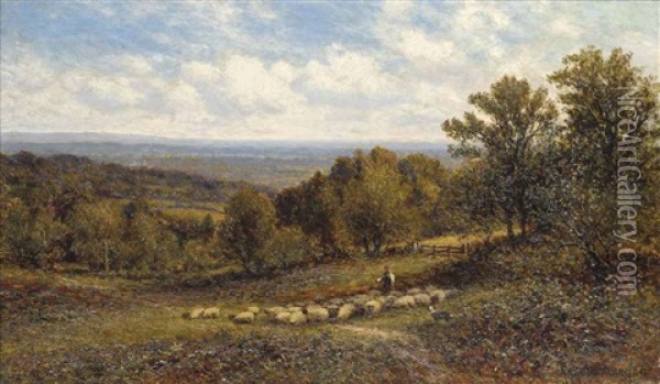 Near Dorking, Surrey Oil Painting - Alfred Augustus Glendening Sr.