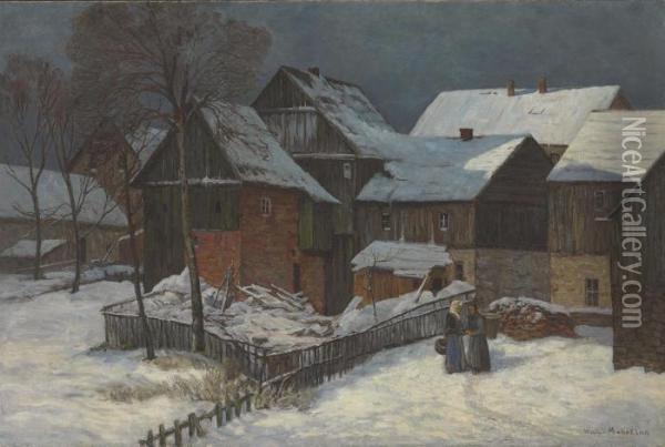 Georgian Winter Oil Painting - Vartan Makokian