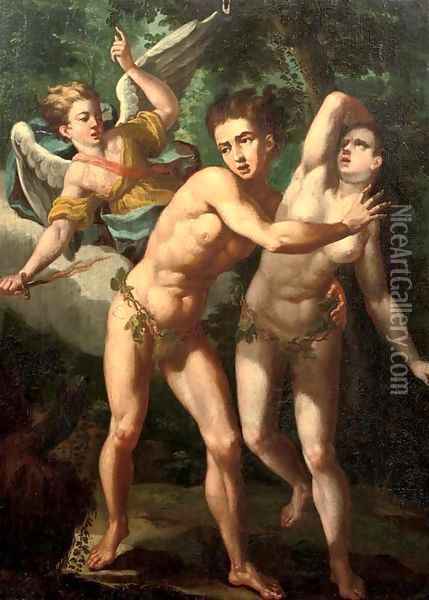 The Expulsion from Paradise Oil Painting - Giuseppe Cesari