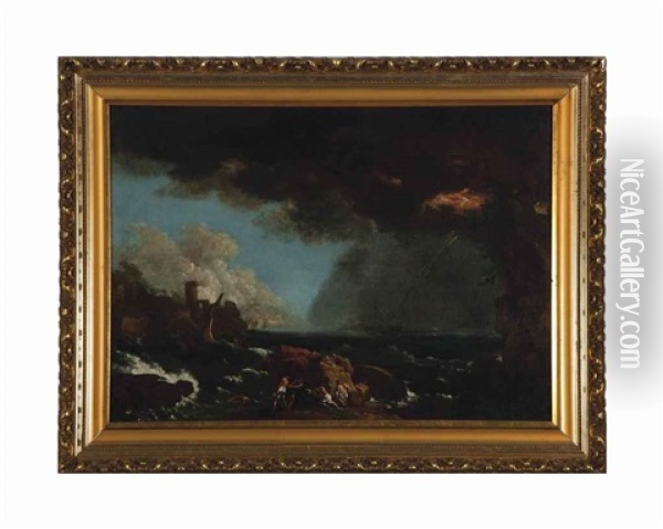 Seascape With A Shipwreck Oil Painting - Adrien Manglard