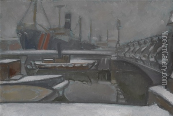 Winter In St. Petersburg Oil Painting - Vladimir Davidovich Baranoff-Rossine