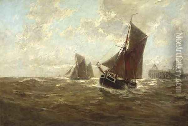 Sailing vessels setting out Oil Painting - Erwin Carl Wilhelm Gunther