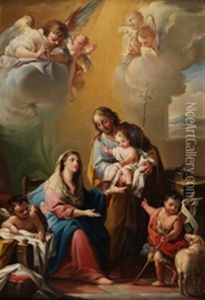 Sagrada Familia Con San Juanito Oil Painting - Mariano Salvador de Maella