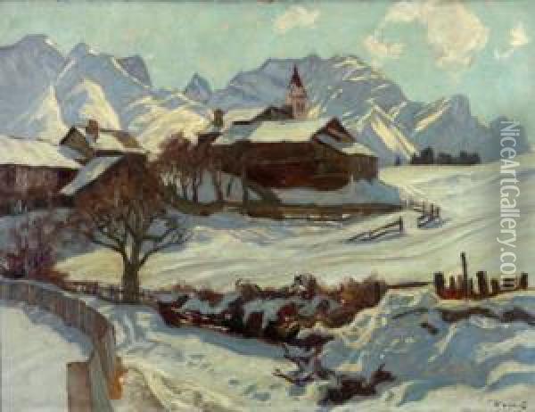 Tiroler Winterlandschaft Oil Painting - Karl O'Lynch Van Town