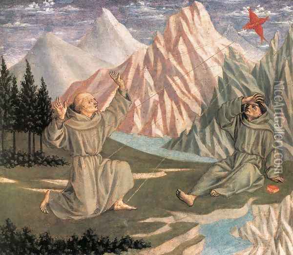 The Stigmatization of St Francis (predella 1) c. 1445 Oil Painting - Domenico Veneziano