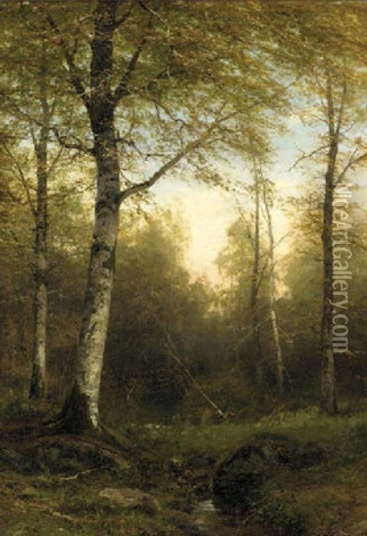 In The Wood Oil Painting - Carl Ludwig Fahrbach