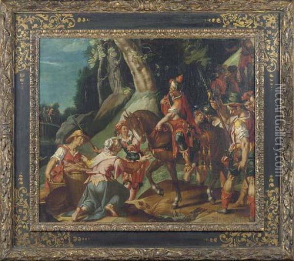 The Meeting Of David And Abigail Oil Painting - Joachim Wtewael (Uytewael)