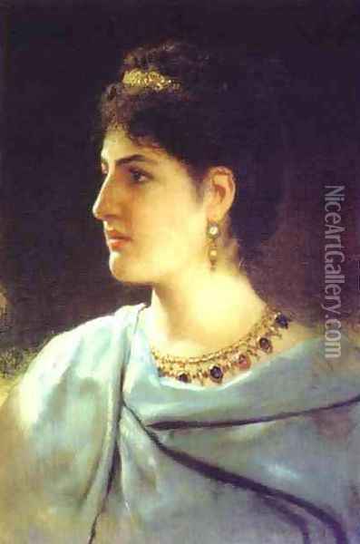 Portrait of a Roman Woman Oil Painting - Henryk Hector Siemiradzki