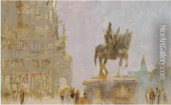 Equestrian Statue Oil Painting - William Walcot