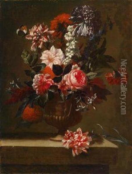 A Still Life Of Flowers Oil Painting - Jean Baptiste Belin de Fontenay