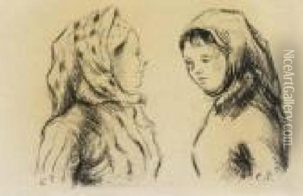 Deux Jeunes Paysannes Oil Painting - Camille Pissarro