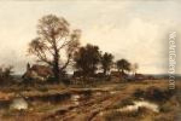 The Outskirts Of A Worcestershire Village Oil Painting - Benjamin Williams Leader