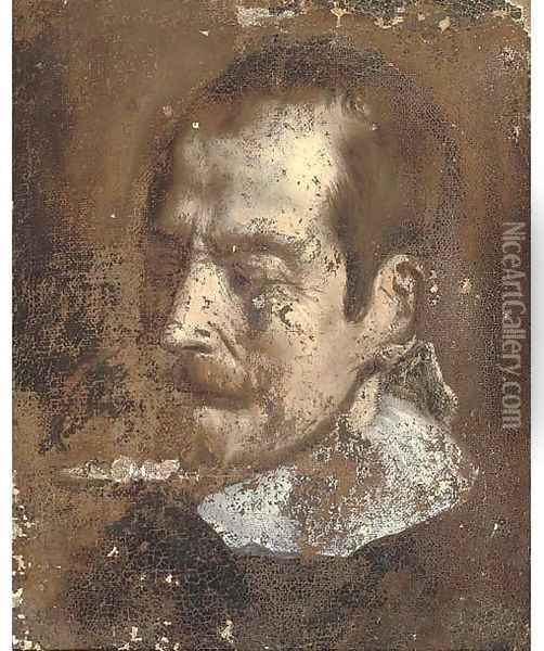 Portrait of a gentleman, bust-length Oil Painting - Spanish School