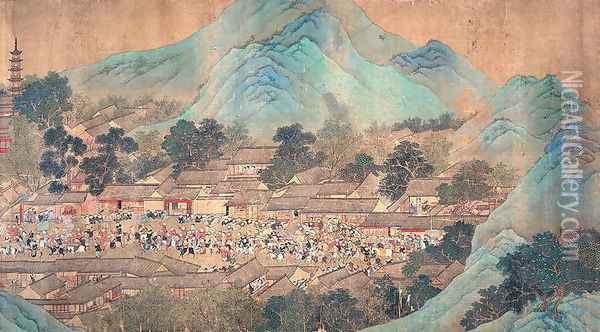 The Emperor Kiang Hsi on Tour in the Southern Provinces, 1699 Oil Painting - Anonymous Artist