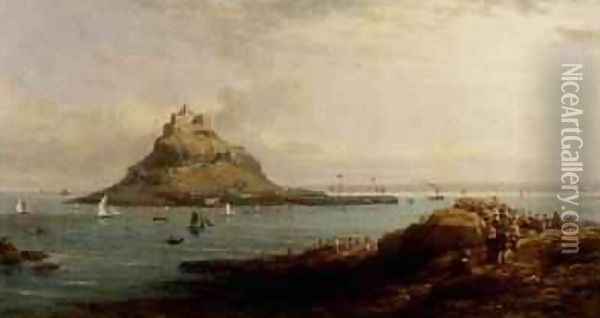 Regatta St Michaels Mount 1850 Oil Painting - J.G. Moyle
