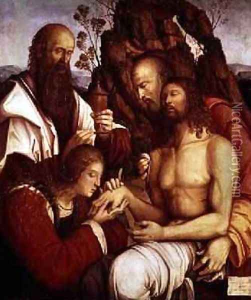 The Lamentation Over the Dead Christ Oil Painting - Girolamo Marchesi da Cotignola