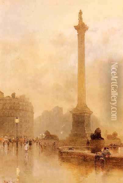 Nelson's Column In A Fog Oil Painting - Rose Barton