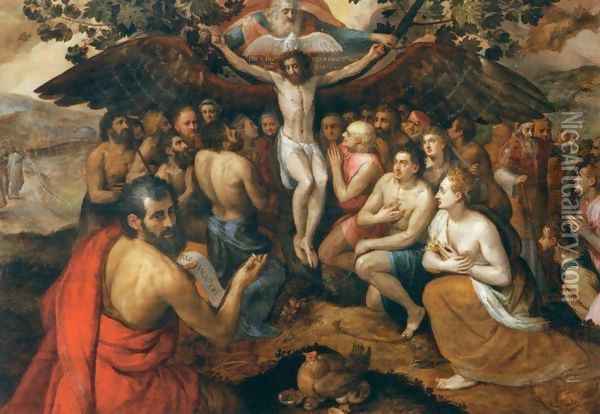 The Sacrifice of Jesus Christ, Son of God, Gathering and Protecting Mankind Oil Painting - Frans, the elder Floris