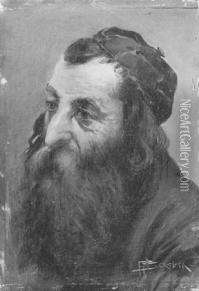 Ein Bartiger Rabbiner Oil Painting - Ferdinand Schebek