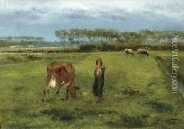 Vachere Dans Un Paysage Oil Painting - Xavier De Cock