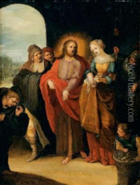 Le Christ Et La Femme Adultere Oil Painting - Frans II Francken