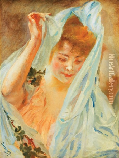 Portrait De Femme Oil Painting - Albert Besnard