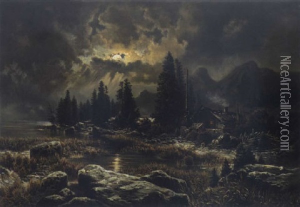 Parthie Von Der Malser Heide Oil Painting - Theodor von Hoermann